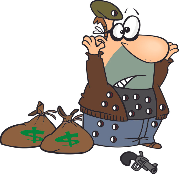 Cartoon Robber Surrendering - Vector, Image