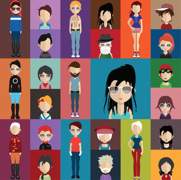 different male and female avatars - Vector, Image