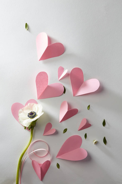 valentines day flower and hearts template - Foto, afbeelding