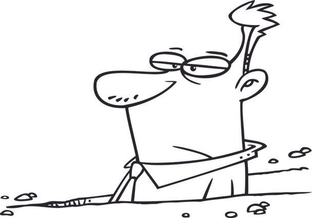 Cartoon Businessman Stuck in a Rut - Vector, Image