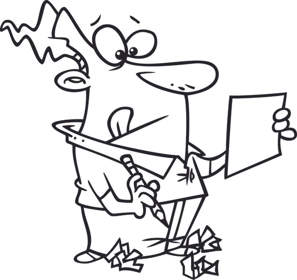 kreskówka mężczyzna pisania noworoczne - Vector, afbeelding