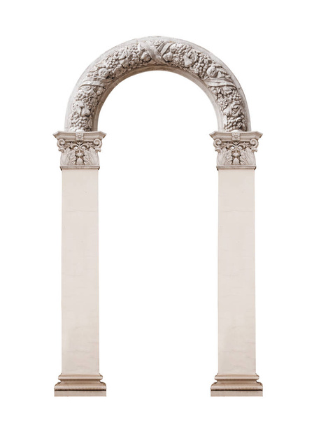 zwei Säulen mit einem Bogen isoliert auf weißem Hintergrund - Foto, Bild