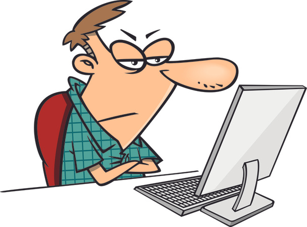 Cartoon Man Disgusted with the Internet - Vector, Image