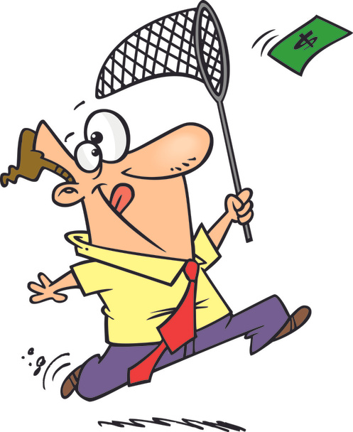 Cartoon Man Chasing Money - Vector, Image