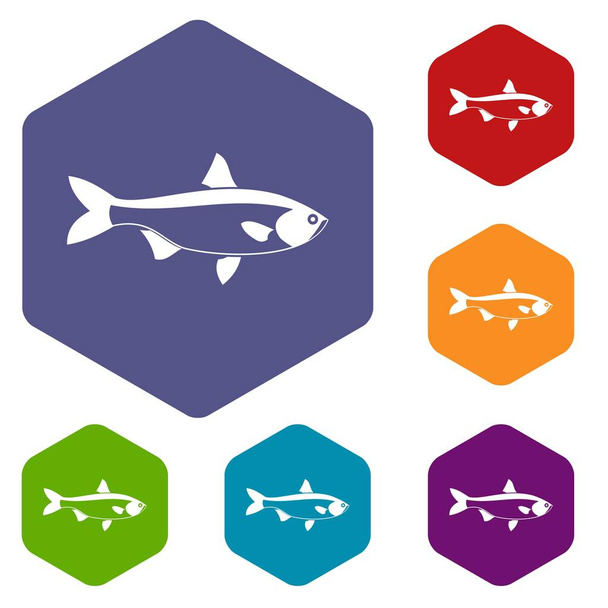 Fish icons set - Vektor, kép