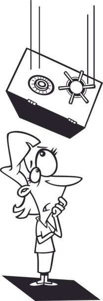 Vettore di un cartone animato sicuro cadere su una sfortunata donna d'affari - delineato Coloring Page
 - Vettoriali, immagini