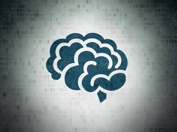 Science concept: Brain on Digital Data Paper background - Foto, Imagem