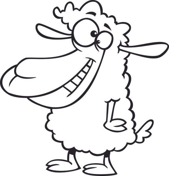 Clipart Outlined Happy Sheep - Royalty Free Vector Illustration by Ron Leishman - Vector, Image