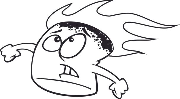 Vettore di un cartone animato stressato fiammeggiante Marshmallow - Outlined Coloring Page
 - Vettoriali, immagini