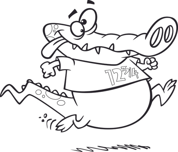 Vektor eines Cartoon-Jogging-Alligators - umrissene Ausmalseite - Vektor, Bild