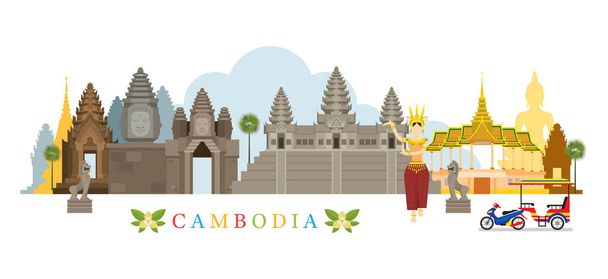 Καμπότζη ενδιαφέροντος στον ορίζοντα - Διάνυσμα, εικόνα