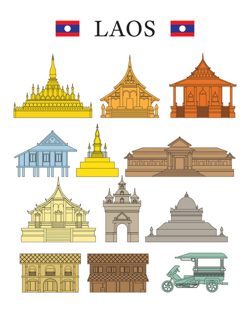 Laos památky a kultura objektu Set - Vektor, obrázek