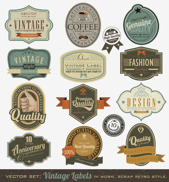 Etichette di qualità premium vintage
 - Vettoriali, immagini