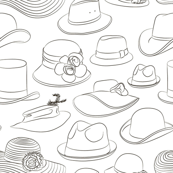 Vector set of man and woman hats pattern - Vector, afbeelding