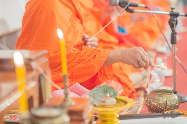 Monk was making holy water in engagement ceremony - Foto, Imagem