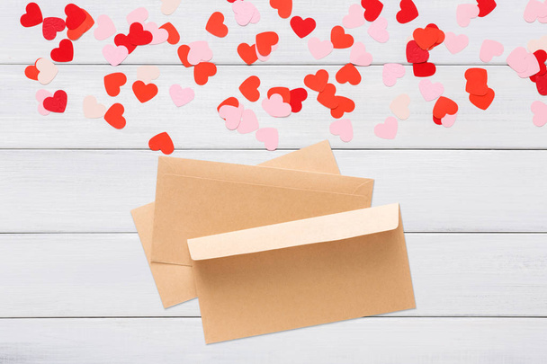 Valentine day letter in envelope on white background - Photo, image