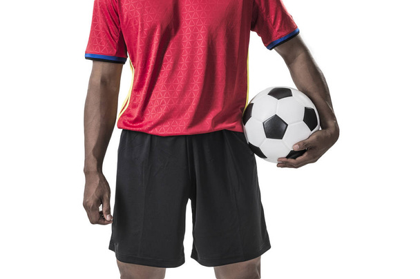 Portrait of soccer player. Isolated on white - Zdjęcie, obraz