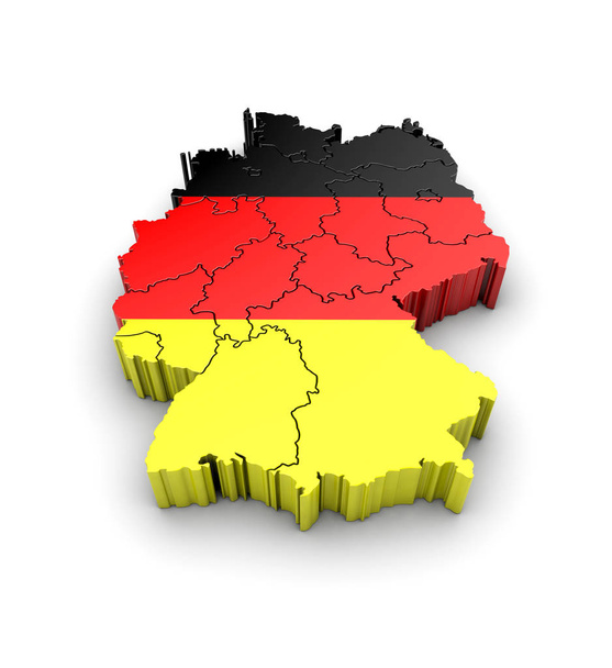 Németország Térkép, zászló és árnyék, szürke háttér.  - Fotó, kép