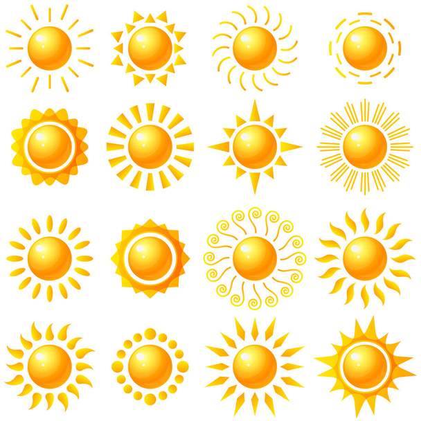 Vector set icons with sun - Vektor, Bild