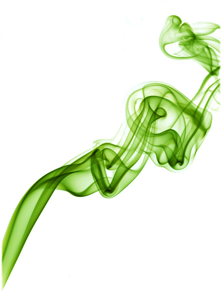 Green smoke isolated on white - Foto, afbeelding