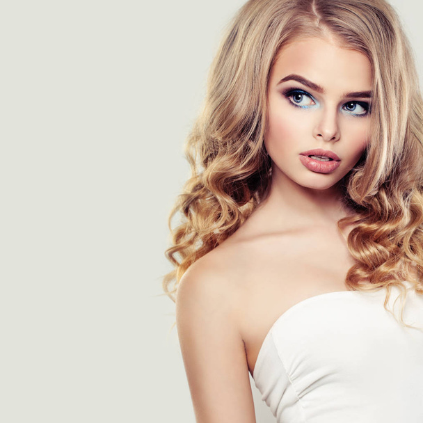 Young Face. Cute Woman with Blonde Hair - Photo, Image