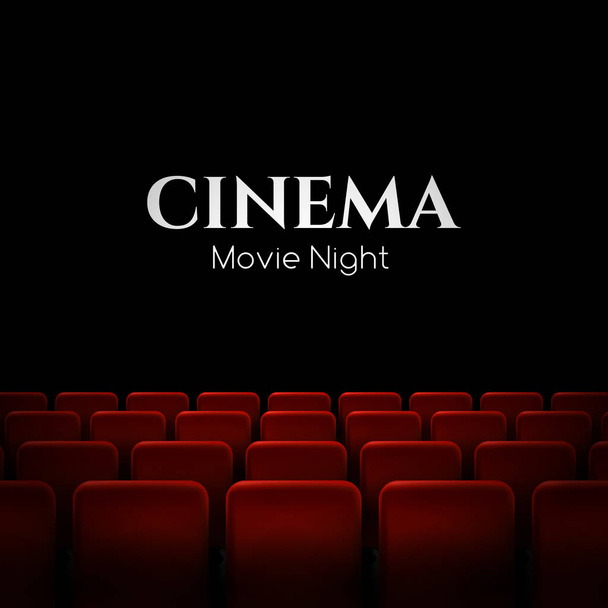 Movie cinema premiere poster design with red seats. Vector background. - Vector, Image