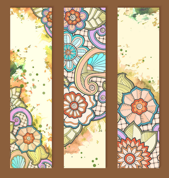 Template for vintage cards with detailed hand drawn flowers. - Vektor, kép
