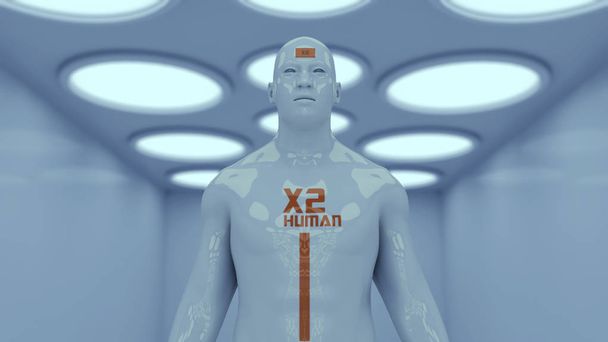 Clone humano na sala futurista
 - Foto, Imagem
