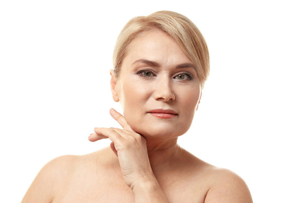 Portrait of mature woman on white background - Fotografie, Obrázek