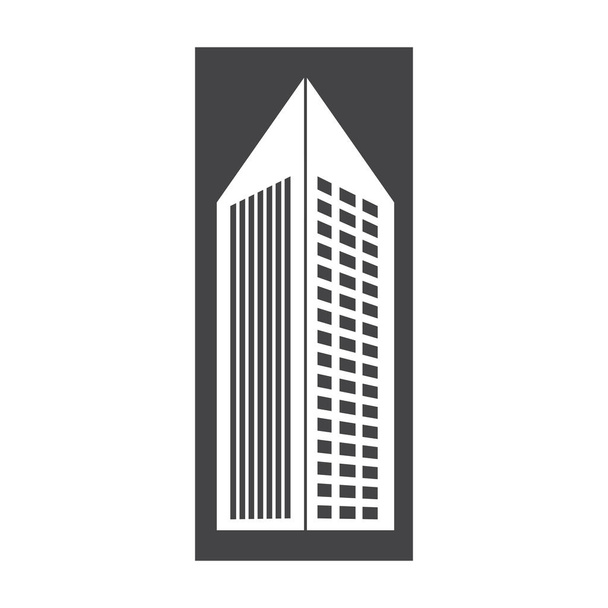 edifício de contorno com ícone de topo pontiagudo
 - Vetor, Imagem