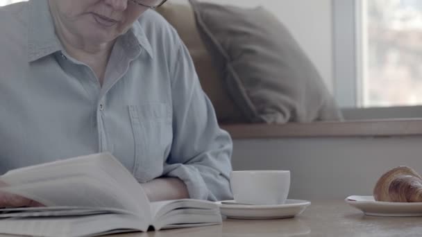 Reading the book: old beautiful woman with a book. - Imágenes, Vídeo