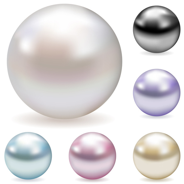 Vector collection of color pearls - Вектор, зображення