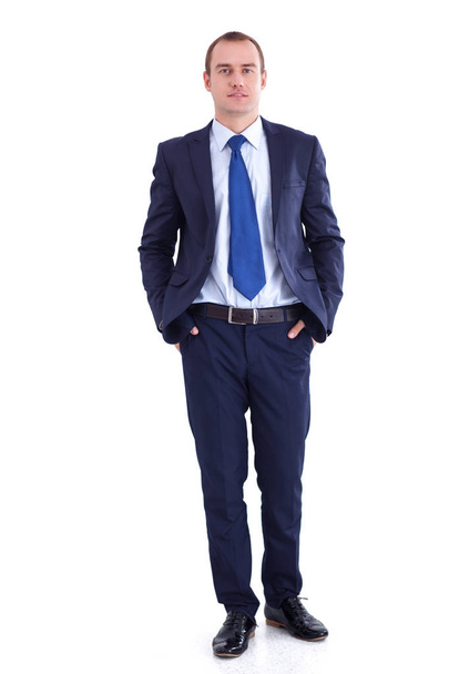 Happy businessman standing isolated on white background - Zdjęcie, obraz