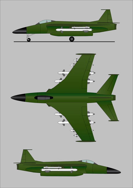 Vojenské tryskové letadlo - Vektor, obrázek