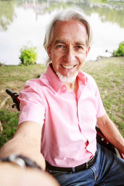 Senior Man In Wheelchair - Фото, изображение