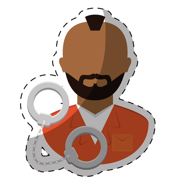 prisionero de la cárcel con imagen icono de piel oscura
 - Vector, imagen