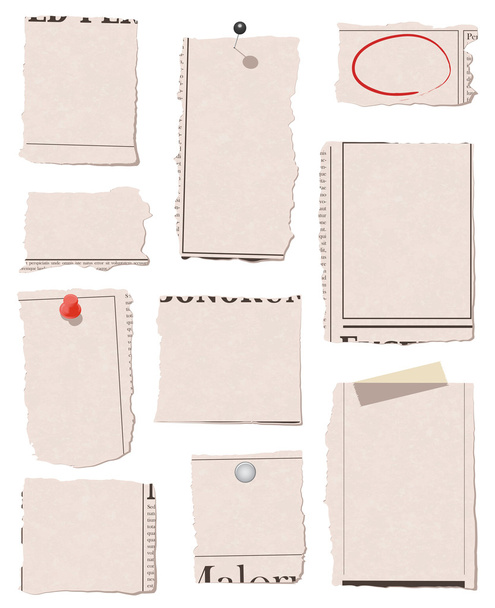 Порванная бумага с кнопками и лентой
 - Вектор,изображение