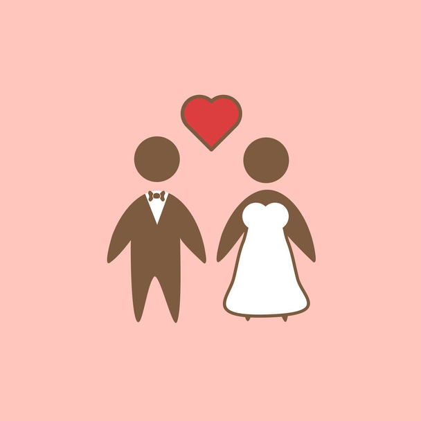Bride and groom as love wedding couple vector icon  isolated  - Vector, Image