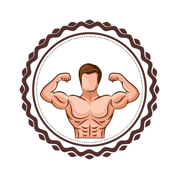 frontera colorido con medio cuerpo músculo hombre
 - Vector, imagen
