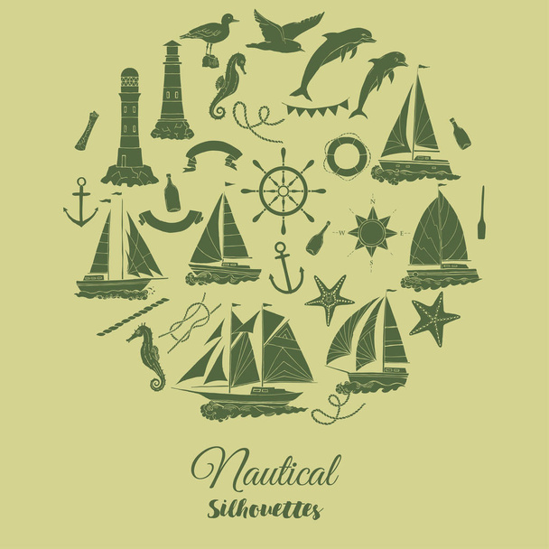 Nautical background with ships - Vector, Image