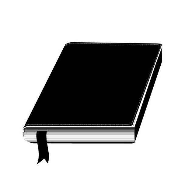 einfarbige Silhouette mit Buch mit Schleife - Vektor, Bild