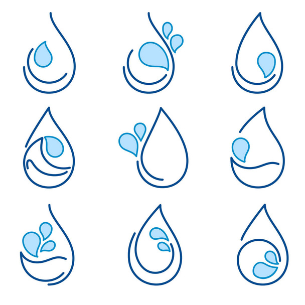 Set of water symbol templates, emblems, signs logo and icons - Vettoriali, immagini