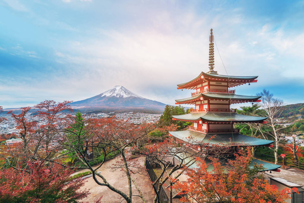 Mount Fuji, Pagoda Chureito jesienią - Zdjęcie, obraz