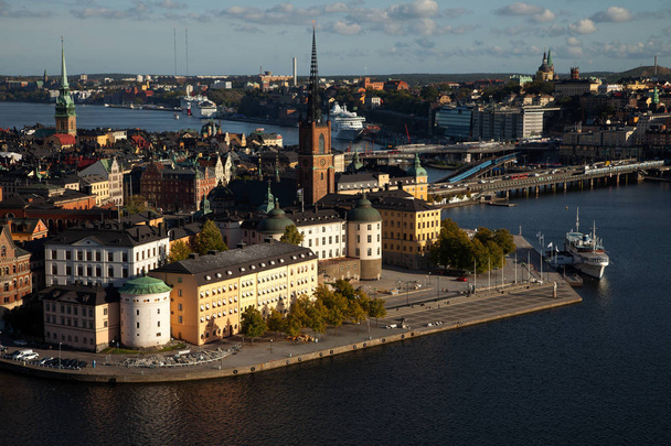 Luftaufnahme der Altstadt (Gamla stan) von Stockholm, Schweden - Foto, Bild