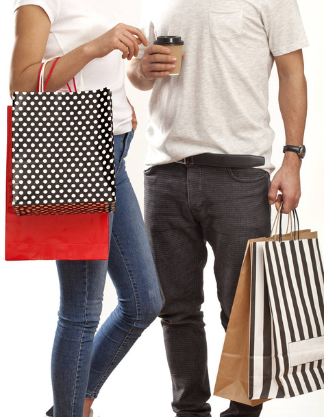 Casal com sacos de compras - Foto, Imagem