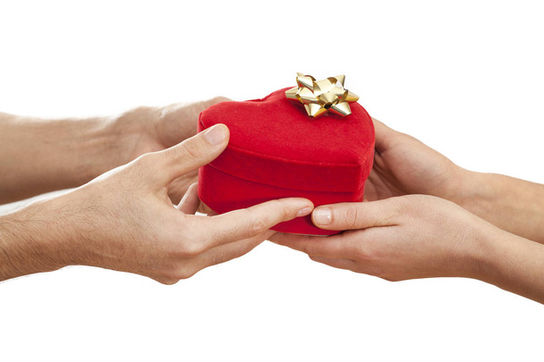 People giving gift in box - Zdjęcie, obraz