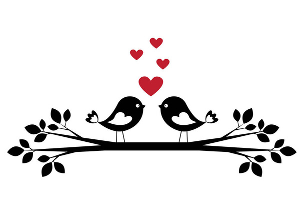 Χαριτωμένα πουλιά σιλουέτα στην αγάπη - Διάνυσμα, εικόνα