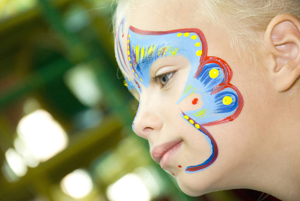 Pretty Girl Child with face painting. Make up. - Photo, Image
