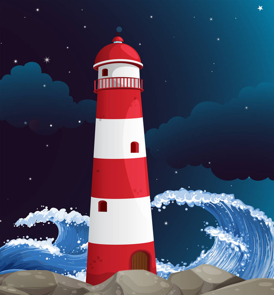 Lighthouse building on the coast - Vector, Image