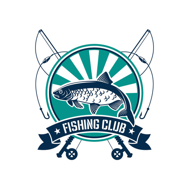 Wędkarstwo sportowe okrągłe godło ikona klubu rybak - Wektor, obraz